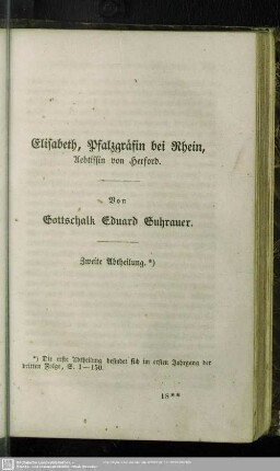 Elisabeth, Pfalzgräfin bei Rhein, Aebtissin von Herford. Zweite Abtheilung