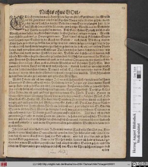 Nichts ohne Gott : Edle Herren/ der weise Heyd Plato sagt ein schön Sprichwort ... ; [Dieser Kunstreicher weitberühmter Niederländischer Leib-Medicus ... Hermannus Meyer, ... des Herrn Reichs-Marschallen von Papenheim/ ist wohnhaft in Hamburg. Anjetzo aber in Halberstadt auffm Breiten Wege/ Bey Herrn Altewyen oben an der Schuhstrasse anzutreffen]