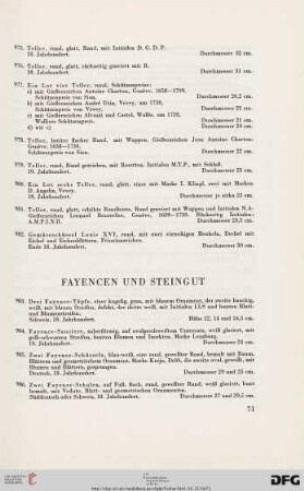Fayencen und Steingut (Nr. 983-1079)