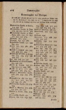 Namenregister der Verleger.