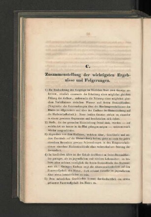 C. Zusammenstellung der wichtigsten Ergebnisse und Folgerungen.