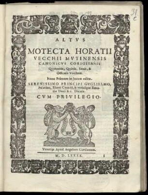 Oratio Vecchi: Motecta ... quaternis, quinis, senis, et octonis vocibus