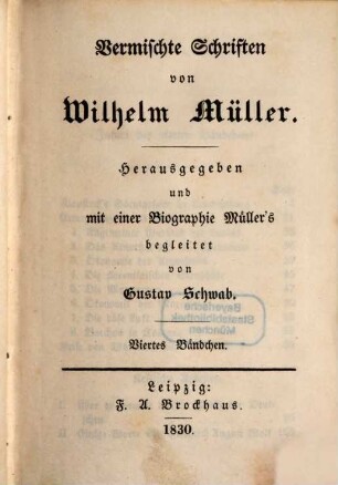 Vermischte Schriften : in fünf Bändchen, 4. Bändchen