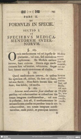 Pars II. De Formulis In Specie
