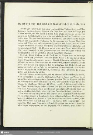 Hamburg vor und nach der französischen Revolution