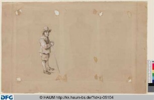 Stehender Mann mit Hut und Stock