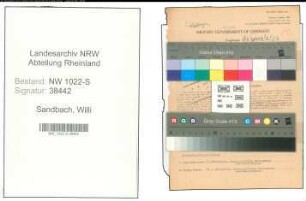 Entnazifizierung Willi Sandbach , geb. 02.04.1913 (Mechaniker)