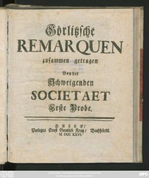 Probe 1: Görlitzsche Remarquen