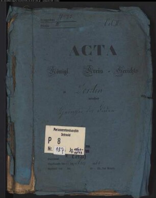 Protokollakten des Kreisgerichts Dorsten mit den Orten Bottrop, Dorsten, Erle, Gladbeck, Lembeck, Marl, Osterfeld und Wulfen (Juden H 1861-1873)
