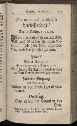 Die neun und zwanzigste Leich-Predigt.
