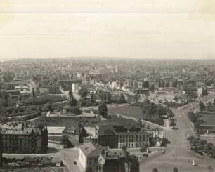 Hamburg, Blick vom "Michel" auf Bismarckdenkmal und Sankt Pauli
