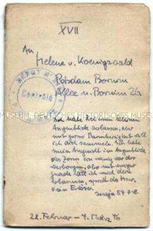 Tagebuch (Band 17) von Harald von Koenigswald über den Alltag im Kriegsgefangenenlager in Sarrebourg - Familienkonvolut