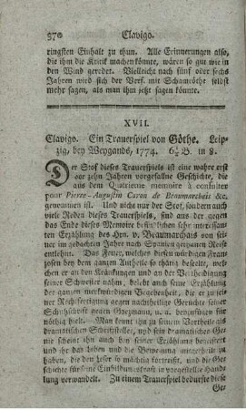 Clavigo. Ein Trauerspiel.