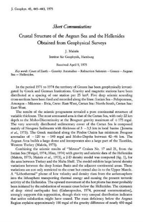 Crustal structure of the Aegean Sea and the Hellenides obtained from geophysical surveys