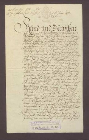 Georg Faul zu Sand verkauft der Kirchenschaffnei Bischofsheim benannte Güter zu Sand um 280 fl.