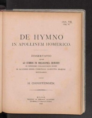De Hymno In Apollinem Homerico.