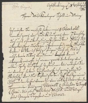 Brief an B. Schott's Söhne : 08.08.1816