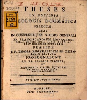 Theses ex universa theologia dogmatica selectae