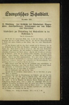 Lehrbeispiele zur Behandlung des Kirchenliedes in der Volksschule