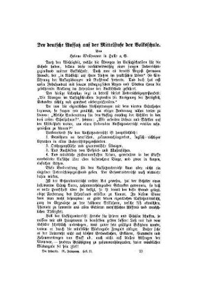 Der deutsche Aufsatz auf der Mittelstufe der Volksschule