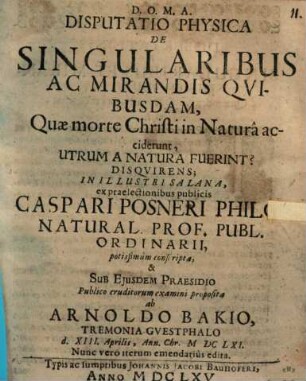De Sudore Christi Sanguineo, Utrum Naturalis Fuerit? Disquisitio Physica
