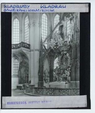 Kladruby, Kloster : Innenansicht, Chor, Schrägblick, Hochaltar