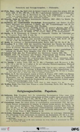 Religionsgeschichte. Papsttum (Nr. 436-452)