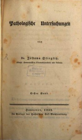 Pathologische Untersuchungen, 1