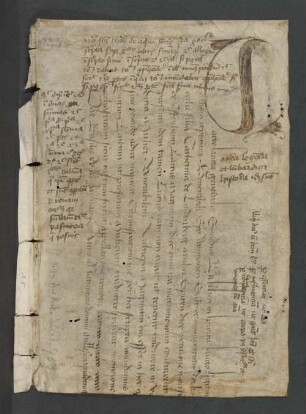 UB Gießen, Hs NF 694 - Fragment einer lateinischen Pergament-Urkunde. - UB Gießen, Hs NF 694 : Ehemaliger Rückspiegel von UB Gießen, Hs 787