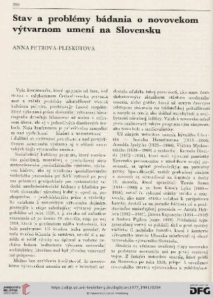 Stav a problémy bádania o novovekom výtvarnom umení na Slovensku