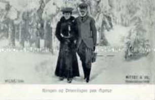 Das norwegische Königspaar bei Spaziergang im verschneiten Wald