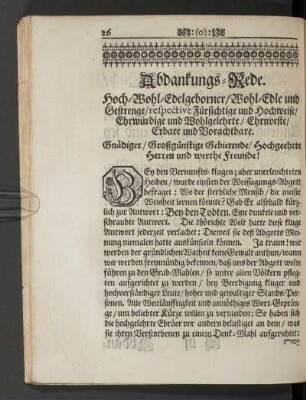 Abdankungs-Rede.