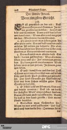 Glaubens- Lieder vom jüngsten Gericht.