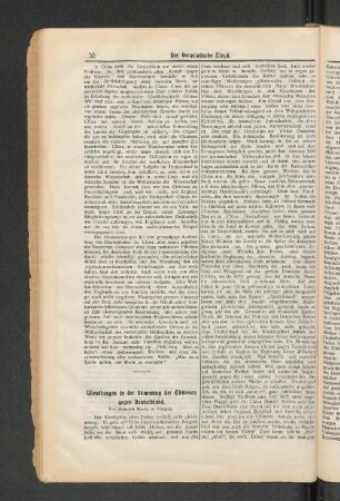 Wandlungen in der Stimmung der Chinesen gegen die Deutschen. Von Heinrich Mootz, in Tsingtau.