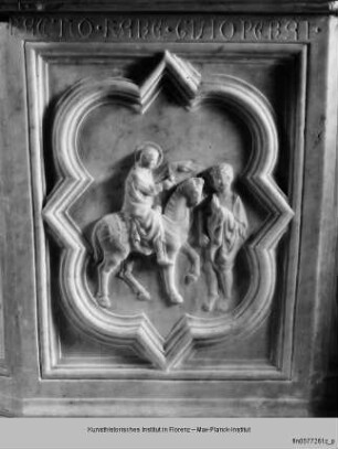 Taufbecken : Mantelteilung des Heiligen Martin