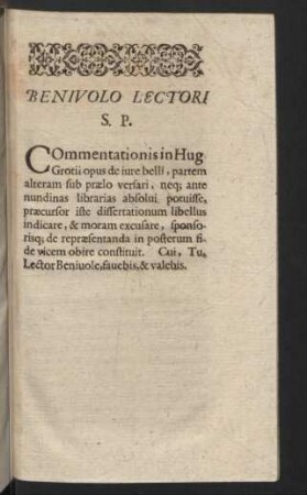Benivolo Lectori