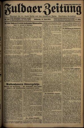 Erste Ausgabe vom Mittwoch, den 18. Juni 1930.