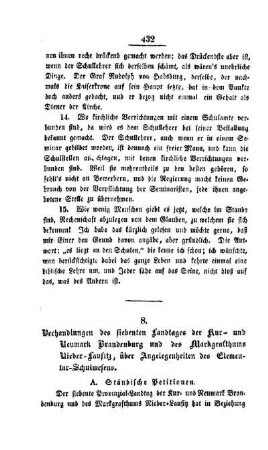 Verhandlungen des siebenten Landtages der Kur- und Neumark Brandenburg und des Markgrafthums Nieder-Lausitz, über Angelegenheiten des Elementar-Schulwesens