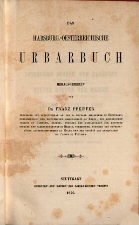 Das Habsburgisch-Oesterreichische Urbarbuch