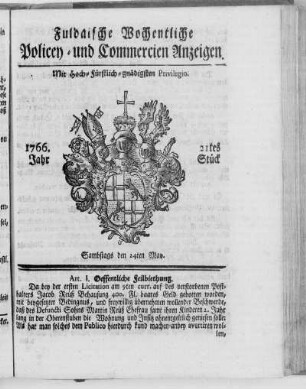 21tes Stück, Ausgabe vom 24. May 1766