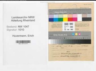 Entnazifizierung Erich Huvermann , geb. 04.11.1906 (Beamter)