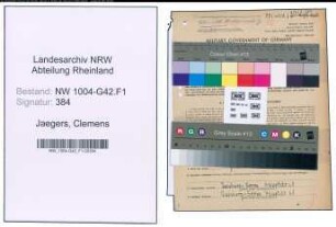 Entnazifizierung Clemens Jaegers , geb. 09.10.1903 (Schmiedemeister)