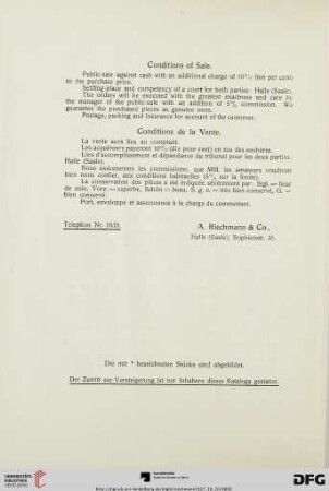 Conditions of Sale – Conditions de la Vente