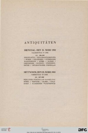 Versteigerung der Antiquitäten