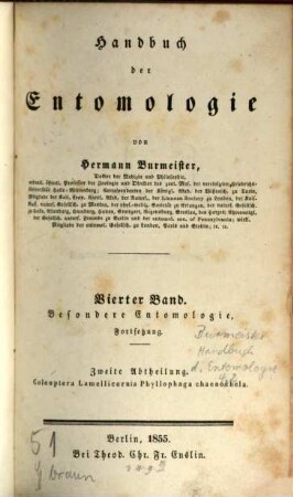 Handbuch der Entomologie, 4,2. Bd. 4, Besondere Entomologie, Fortsetzung ; Abt. 2, Coleoptera Lamellicornia Phyllophaga chaenochela