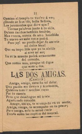 Las dos Amigas. : (Canción)