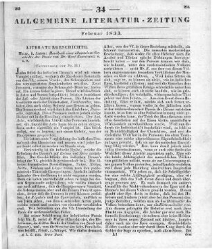 Rosenkranz, K.: Handbuch einer allgemeinen Geschichte der Poesie. T. 1. Geschichte der orientalischen und der antiken Poesie. Halle: Anton 1832 (Fortsetzung von Nr. 33)