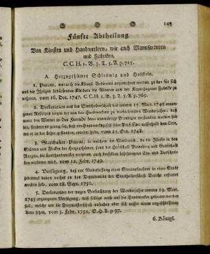 Fünfte Abtheilung. - Zehnte Abtheilung.