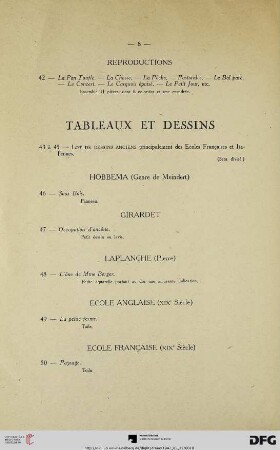 Tableaux et dessins (Nr. 43-54)