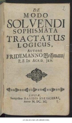 De Modo Solvendi Sophismata Tractatus Logicus